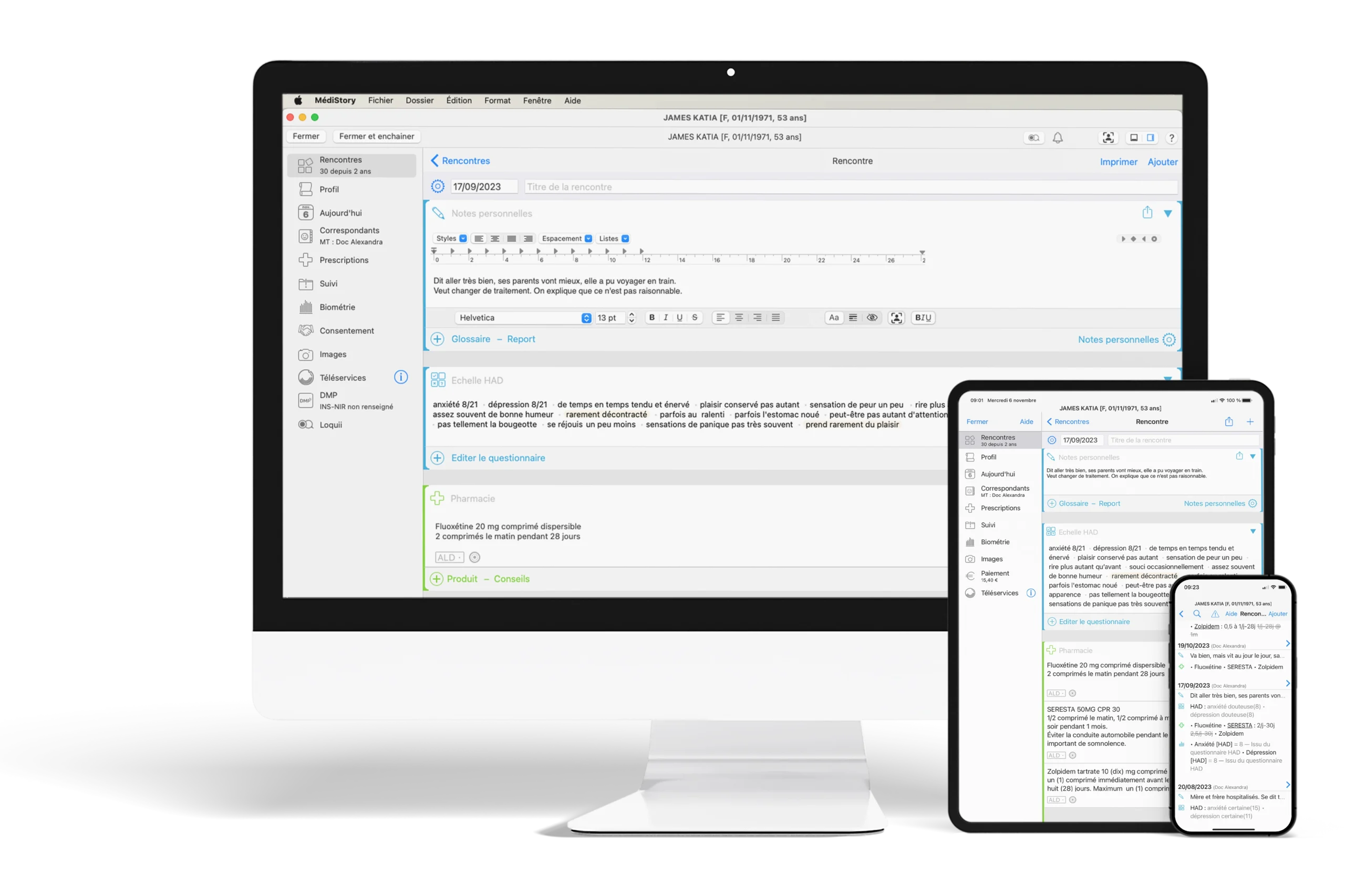 MediStory sur Mac, iPad et iPhone